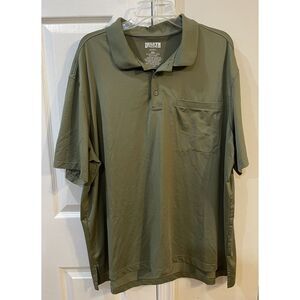 Duluth Trading Co Button MensPolo Short Sleeve Performance 2XL Relaxed Fit Green